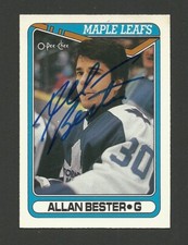 Allan Bester Toronto Maple Leafs 1990-91 OPC Signed Hockey Card Auto