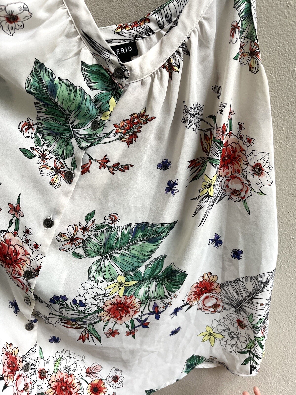 Torrid Georgette Button-Front Tunic Cami White Fl… - image 7