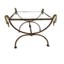 vintage hollywood regency swan head side table 18.25” square brass bronze glass