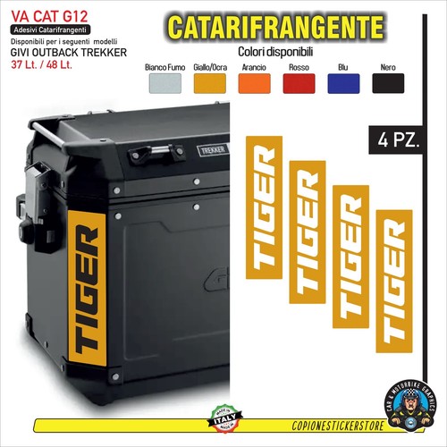 4 Adesivi Catarifrangenti valigie GIVI Trekker Outback 48 37 litri TIGER - G12 - Picture 2 of 2