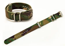 20mm watch band FITS Luminox watches GREEN camouflage Nylon Woven 4 Rings 