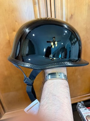 Sanqing German Style Motorcycle Half Helmet Adult Cruiser Scooter Gloss Black L