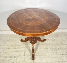 ANTICO TAVOLO ROTONDO LEGNO NOCE INTARSIATO CAVALLO EPOCA 1800/1900 EPOCA