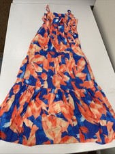 GRACE KARIN Women's 2025 Summer Maxi Dress Orange Blue Floral S