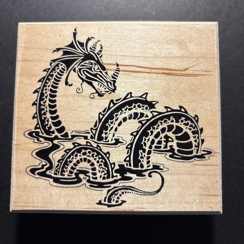 Postmodern Design Dragon Serpent Japanese Art Wood Rubber Stamp #EA5-104-E New - Picture 1 of 4