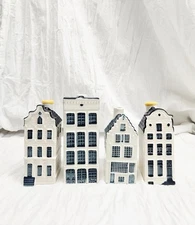 KLM Airlines Blue Delft BOLS Canal Houses #45, 47, 50, 60 Lot of 4 Ceramic Empty