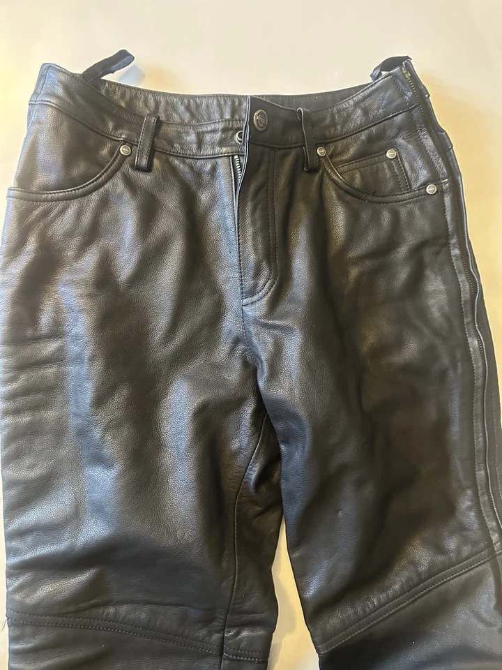 Leather Pants Harley Davidson Women’s Size 34/6 Black 5 Pocket 03402 - Image 2 of 4