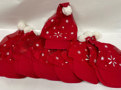 12 WALMART Associate Santa Elf Hats Caps Adjustable Trucker Stocking Cap Holiday