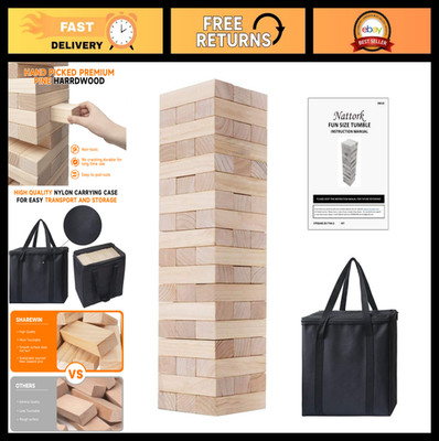 Giant Tumbling Tower Game - 54PCS Wooden Stacking Blocks, 1.77Ft to 4Ft, Family