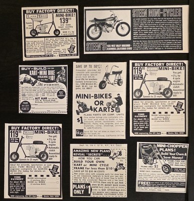9 Small 1970s Mini-bike Print Ads Steen Lark Ruttman Bird Mini Chopper Bug