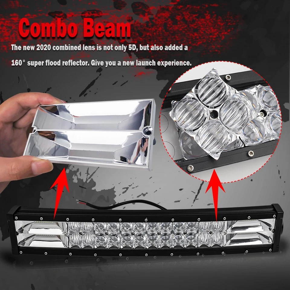 22 32 42 52 pouches Barre LED Phare de Travail Combo Offroad Camions Lumineuse - Photo 3/4