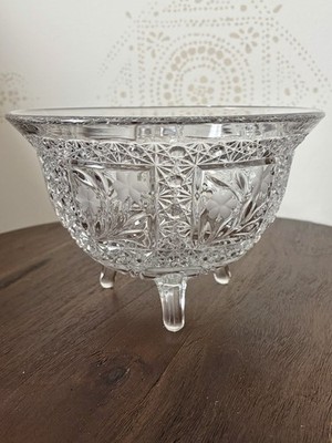 Antique McKee Glass Snappy Pattern 3-Toed Footed Bowl EAPG Innovation Line #410