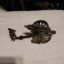 Brass Cannon Figurine Collectible Soldier Miniature Metalware