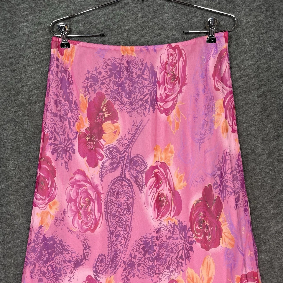 Maxi Falda De Colección Talla L Rosa Paisley Forrada Transparente Hecha en EE. UU. Boho Hada Hippie Años 90 Foto 3 de 4