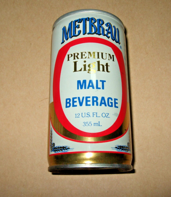 Metbrau Premium Light Malt Beverage Can Crimped Steel Bottom Opened Michigan 10