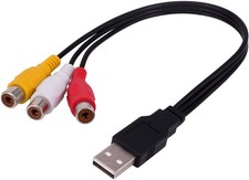 USB-zu-3-Cinch-Kabel 0,3 m USB-Stecker zu 3-C...