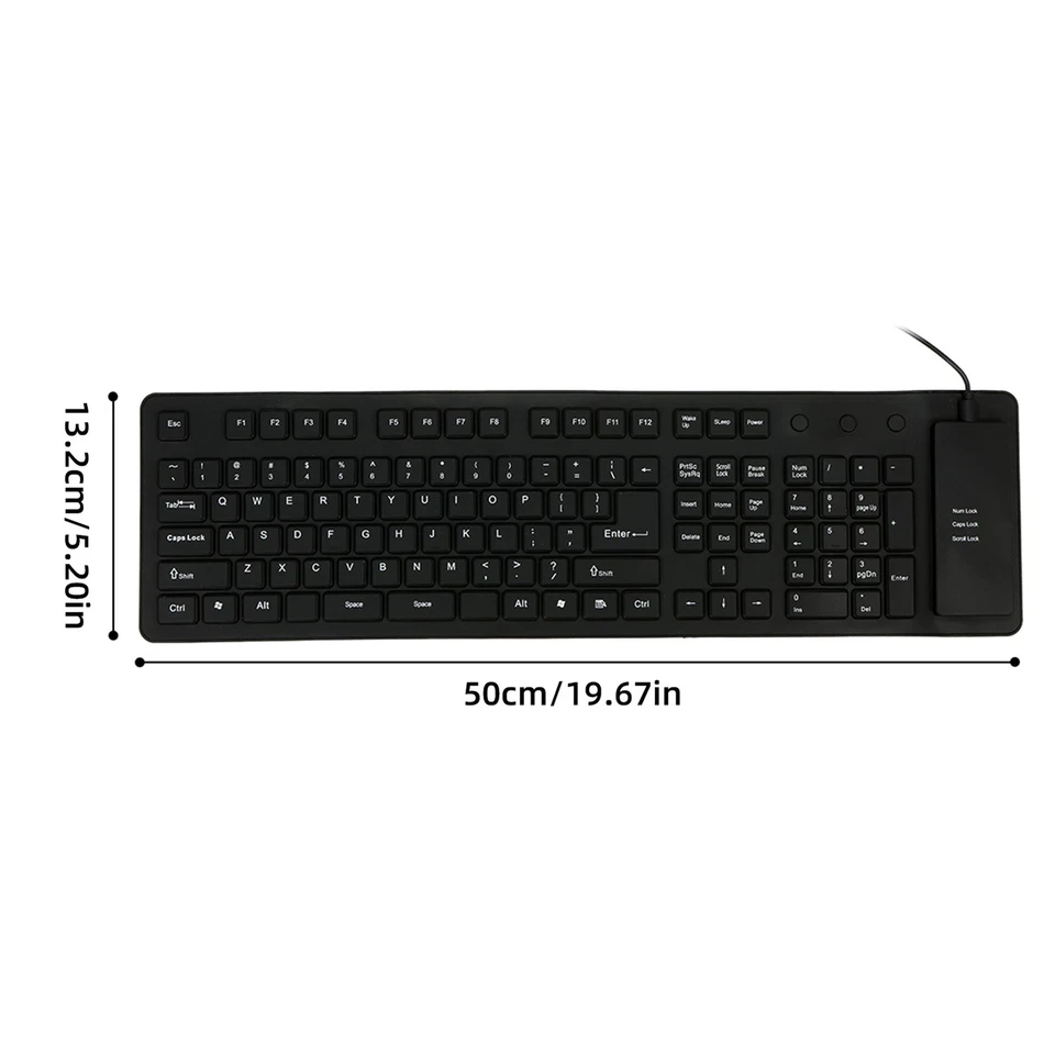 108-Tasten-USB-Silikon-Tastatur Flexibel Faltbar Wasserdicht Staubdicht U6K2 - Bild 3 von 4