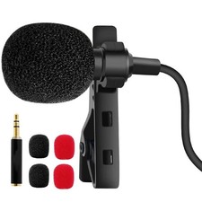 Omnidirectional Lavalier Mic for Pc Smartphone Video Recording Black