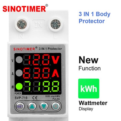 Voltage Protective Relay 110v 120vac Din Rail Adjust Over Under Current and 40a