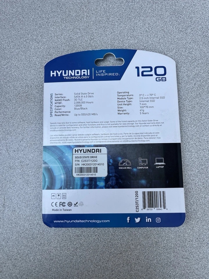 Hyundai 120GB Internal SSD 2.5" PC&Laptop-SAT III p/n C2S3T/120G (1 Unit ) - Image 2 of 2