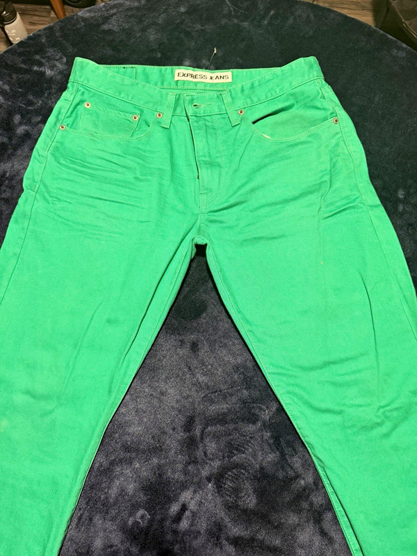Express Men’s Green Slim Fit Skinny Low Rise Cotton Denim 5-Pocket Jeans