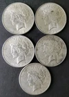 1922, 1922, 1923, 1923 D, and 1923 S $1 Peace Silver Dollars