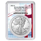 2021-S Proof $1 Type 2 American Silver Eagle PCGS PR70DCAM FDOI Golden Gate