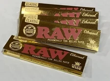 New! 5 Packs of RAW ETHEREAL KING SIZE WIDE Rolling Papers - Phenomenally Thin