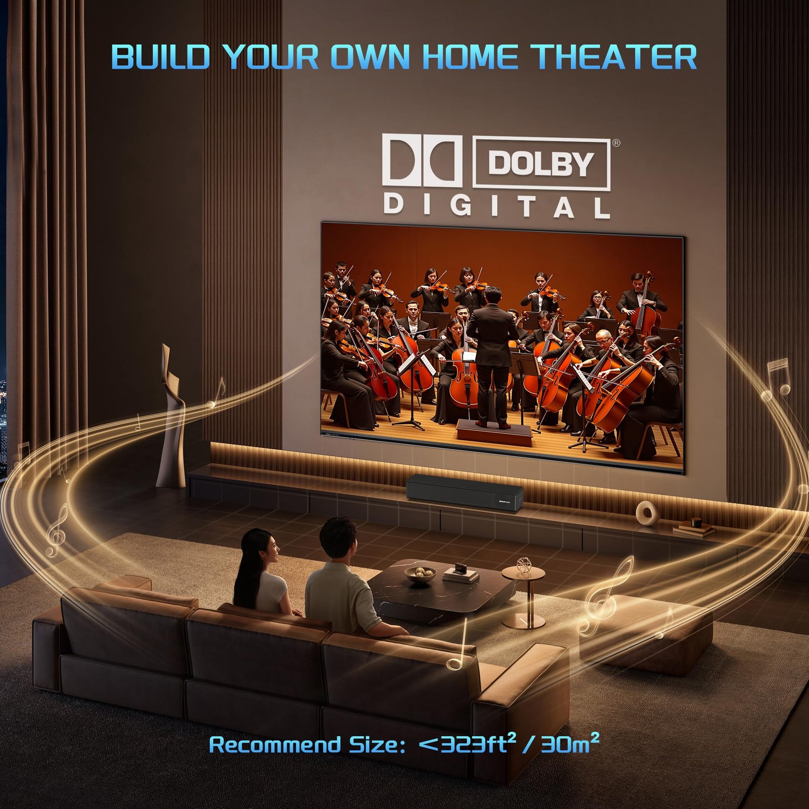 TV Sound Bar, Bluetooth Soundbar with Dolby Digital Surround Audio System for...