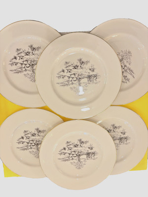 6 VINTAGE Lenox Special Hunting Scene Equestrian Design 10 1/2'' DINNER PLATE