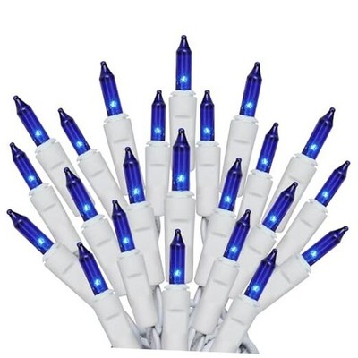 Dobar Blue Christmas Tree Lights White Wire - 100 Count - Blue Christmas