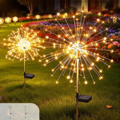150 LED Solar Fireworks Lights Outdoor Waterproof, 2 Pack 8 Modes Twinkling F...