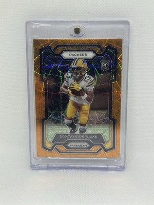 Dontayvion Wicks Orange Lazer Prizm Parallel #333 Packers RC SP