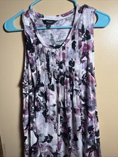 Simply Vera Wang Women's Blouse Size M Floral Sleeveless Sheer With Liner Black
