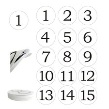 15 PCS Table Numbers Cards 1-15 Set 4 Inch Diameter Round Double Sided White