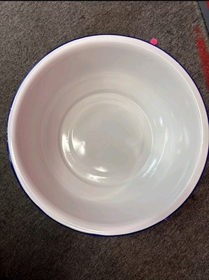 Enamel White Bowl 40cm Diameter Round Basin Kitchen Utility Wash Bowl Enamelware