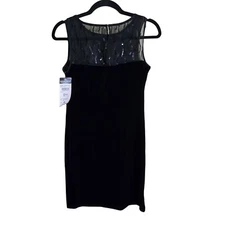 Donna Ricco NWT Vintage Black Velvet Sheath Dress Size 2p