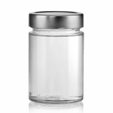 N°24 Vasetti rotondo in vetro platinum da 314 ml con capsula argento lusso