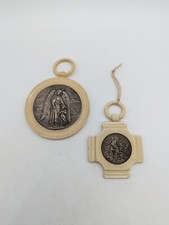 Lot de 2 médailles de berceau vintage métal argenté