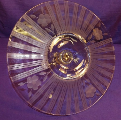 BEAUTIFUL CLEAR ETCHED GLASS TIDBIT COOKIE SANDWICH TRAY W/ CENTER HANDLE - Picture 7 of 7
