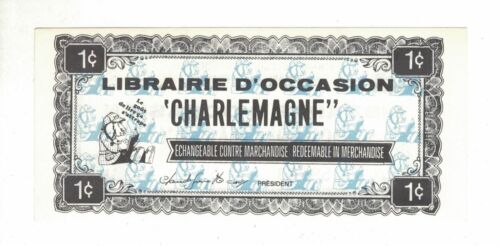 198?, COUPON $0.01 DE LA LIBRAIRIE D'OCCASION "CHARLEMAGNE", NO. 59983