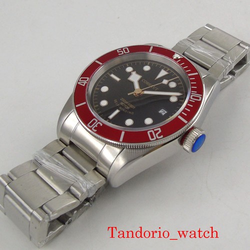 41mm CORGUET Black Dial Sapphire Miyota 8215 NH35A ST Automatic Mens Watch 10ATM - Picture 9 of 15