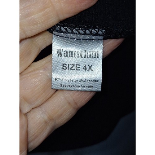 A Wantschun Women's Plus Black Satin Chemise Sleeveless Sexy Camisole 4X - Picture 3 of 7