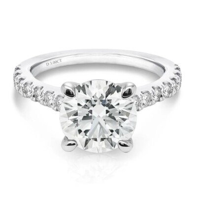 Runder 3 kt Laborgefertigter Verlobungsring 18 K Gold D Farbe Diamant Test bestanden US: 5