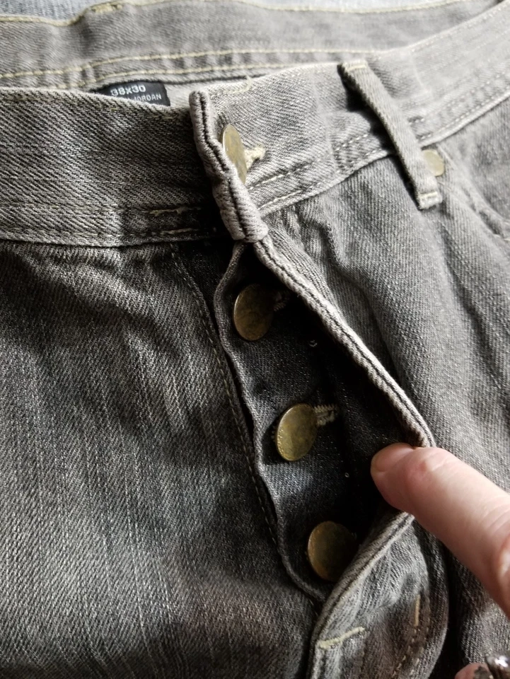 Pantalones de mezclilla para hombre Murano deportivos gris calce relajado botón mosca talla 38 entrepierna 29" (Invent.m8 Foto 4 de 4