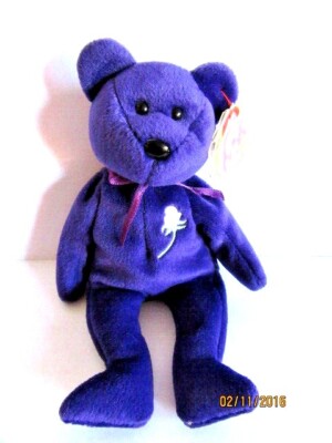 TY BEANIE BABY - PRINZESSIN DIANA BÄR - INDONESIEN - NEUWERTIG - NICHT MEHR PRODUZIERT MIT ETIKETT