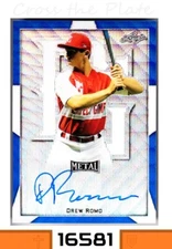 1-2019 LEAF PERFECT GAME BLUE WAVE AUTO DREW ROMO ROCKIES 7/10 #BA-DR1