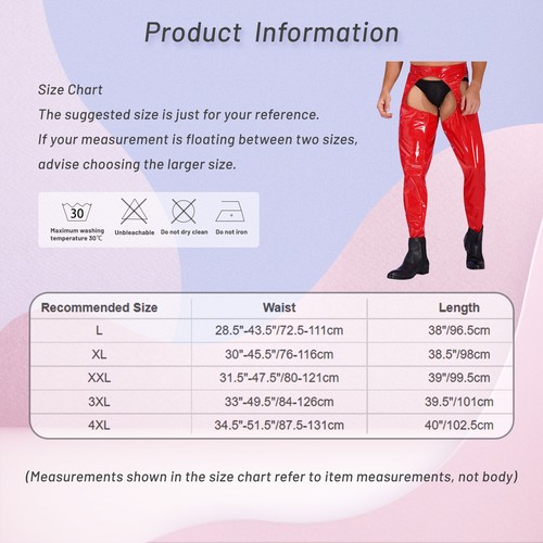 Men's PVC Wetlook Trousers Shiny Leather Pants Tight Trousers Zipper Club Dance - Picture 36 of 60
