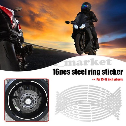 18'' Motorbike Reflective Rim Tape Wheel Sticker Trim Motorcycle Silver ...