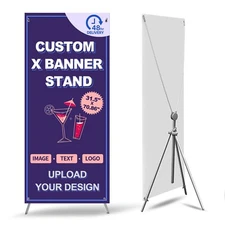 Adjustable X Banner Stand, Banner and Sign Customize for Business 31.5" x 70.86"
